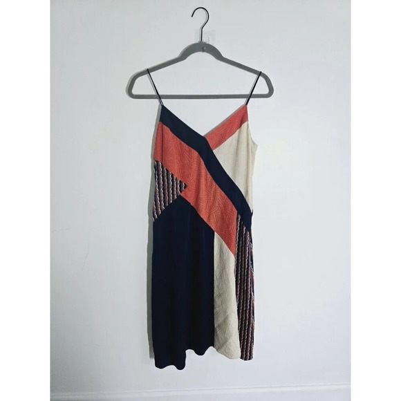 Diane Von Furstenberg Frederica Silk Color Block V-Neck Slip Dress 4 Small S - Picture 3 of 13